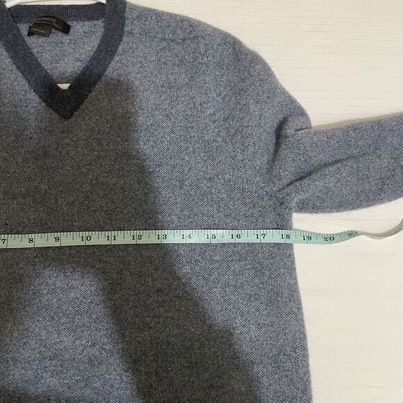 Express Mens Large Wool Cashmere Blend Long Sleeve Blue Sweater PullOver V-Neck - Picture 7 of 7